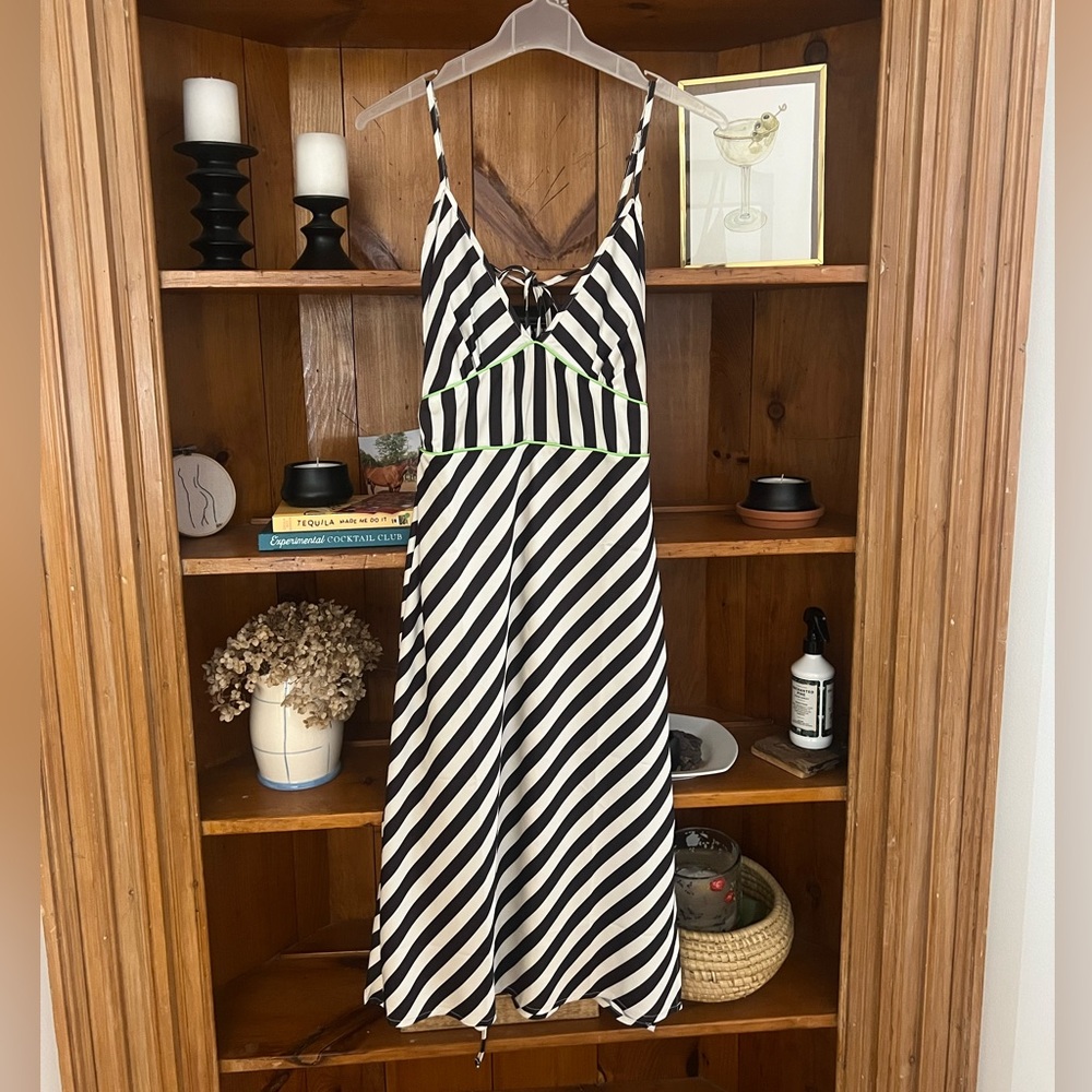 Black and White Striped A-Line Sundress NWT